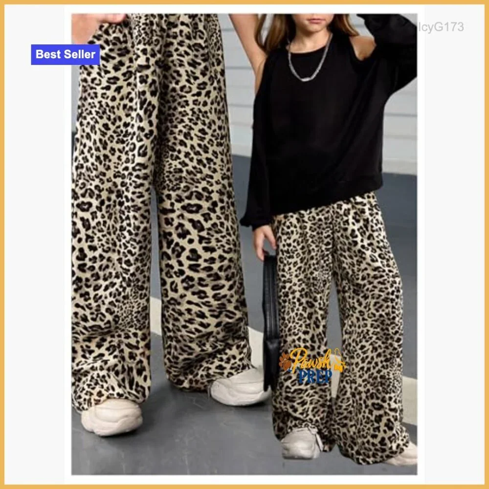 Girls Wide Leg Palazzo Pants with Drawstring Waist and Pockets